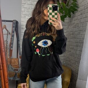 Modest Mouse band hoodie Black Embroidered Eye Graphic